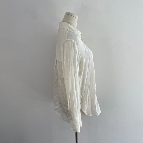 Vince 100% Silk Long Sleeve Button Down Shirt | Ivory White | Womens Size Small - Picture 2 of 4